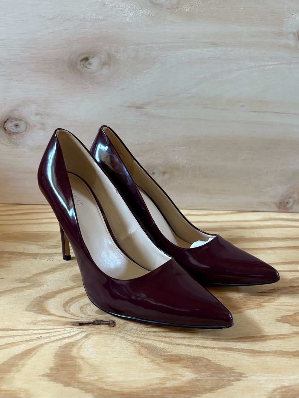 Nine West Burgundy Patent Pointed-Toe Stiletto Heels
